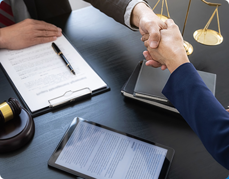 lawyer and client shaking hands